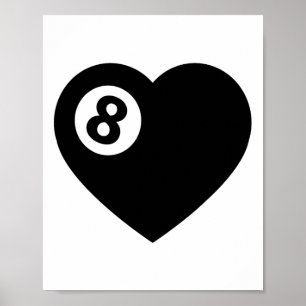 Billiard Heart Liebe Pool Player Valentine Poll Ba Poster