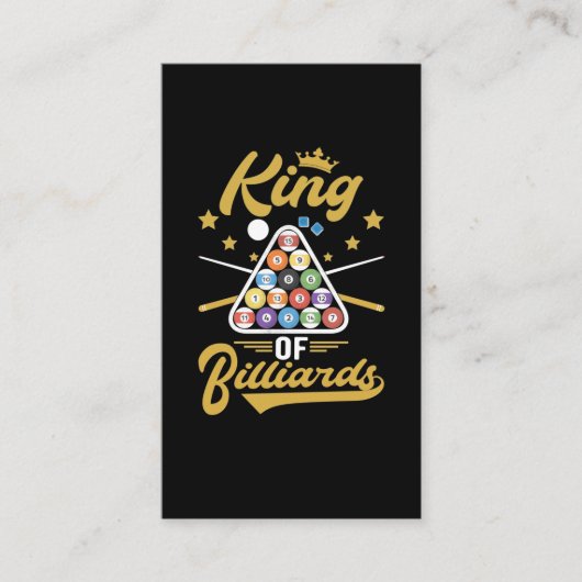 Billiard King Snooker Cue Sports Pool Player Visitenkarte (Vorderseite)