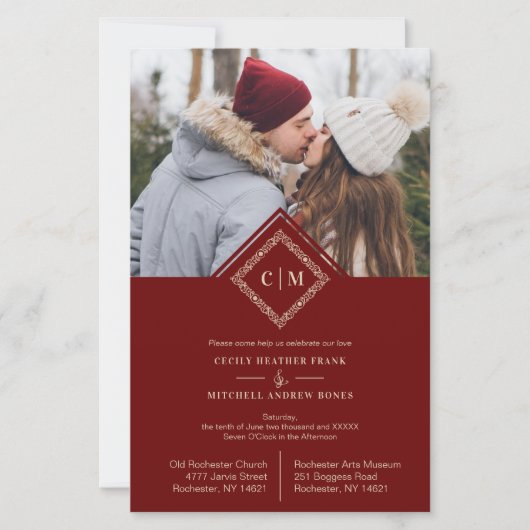 Billiard Luxury Wedding Initials Ornamental Geblüh (Vorderseite)