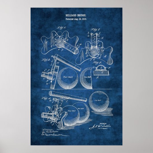 Billiard Patent Art #14 Pool Room Decor Poster (Vorne)