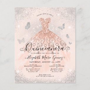 Billiard Pink Rose Gold Glam Gown Quinceanera Einl Flyer