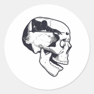 Billiard Player Brain Skull Billiards Table Rack C Runder Aufkleber