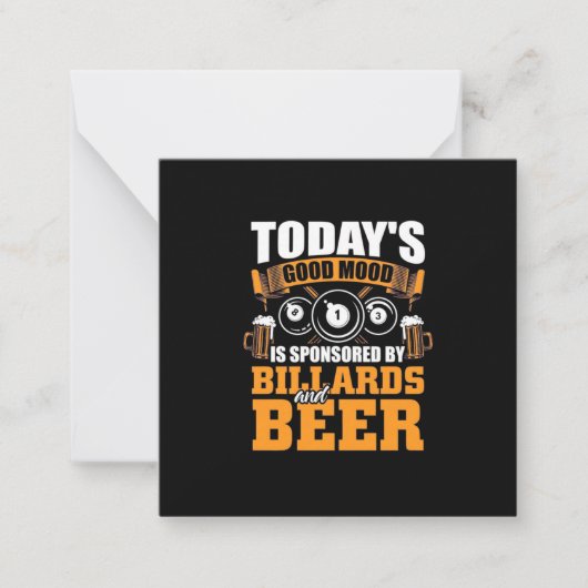 Billiard Player | Heute Billard und Bier Mitteilungskarte (Vorderseite)