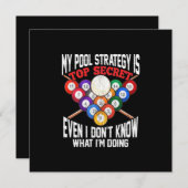 Billiard Player | Meine Pool-Strategie ist geheim Einladung (Vorne/Hinten)