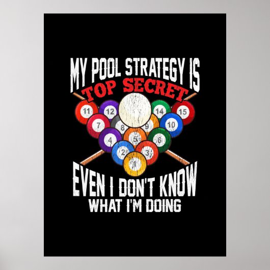 Billiard Player | Meine Pool-Strategie ist geheim Poster (Vorne)
