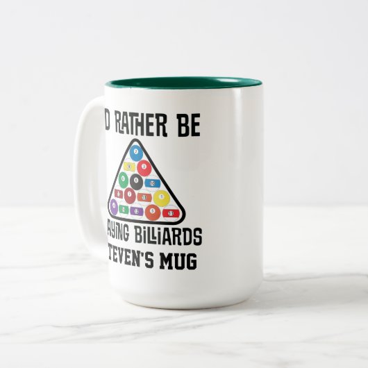 Billiard Player Pool Game Zweifarbige Tasse (Vorderseite Links)