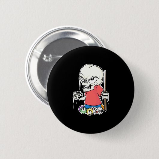 Billiard Player | Skull Billiard Player Button (Vorne & Hinten)