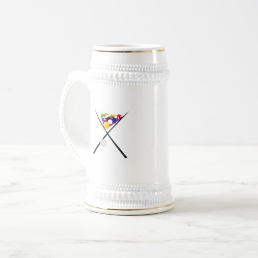 Billiard Pool Balls und Cues Bierglas (Vorderseite Links)