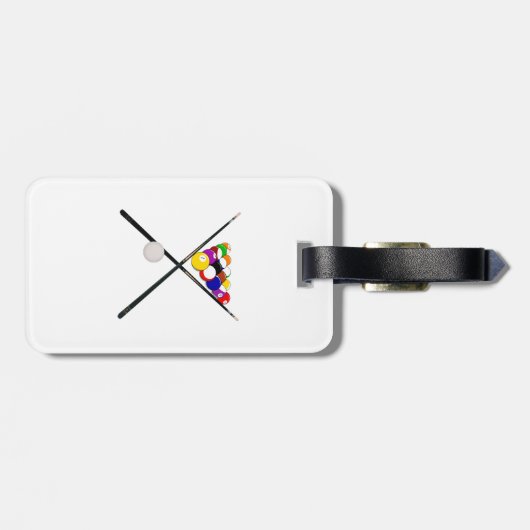 Billiard Pool Balls und Cues Gepäckanhänger (Rückseite horizontal)