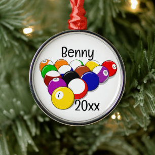 Billiard Pool Balls und Cues Ornament Aus Metall