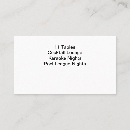 Billiard Pool Hall Business Cards Visitenkarte (Rückseite)