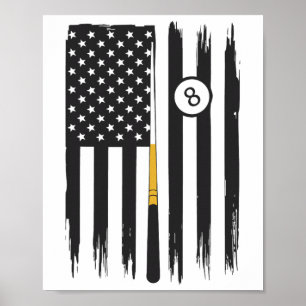 Billiard Pool Player Billiard Tabelle USA US Ameri Poster