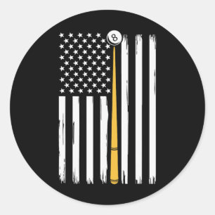 Billiard Pool Player Billiard Tabelle USA US Ameri Runder Aufkleber