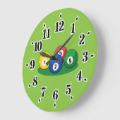 Billiard Pool Snooker Balls Große Wanduhr (Winkel)
