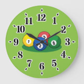 Billiard Pool Snooker Balls Große Wanduhr (Vorderseite)