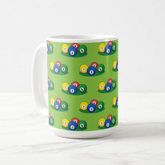 Billiard Pool Snooker Balls Muster Kaffeetasse (Vorderseite Links)
