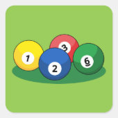 Billiard Pool Snooker Balls Quadratischer Aufkleber (Vorderseite)