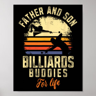 Billiard Pool Spieler Ball Vater Sohn Retro Vintag Poster