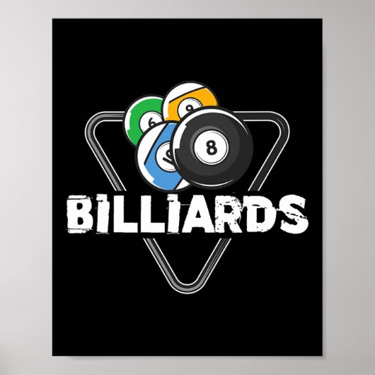 Billiard Rack Billiard Player Snooker 8 Ball Cue Poster (Vorne)