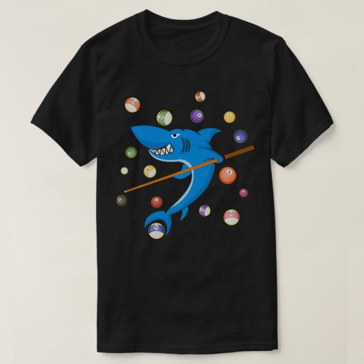 Billiard Shark 8 Ball Player Pool Table Cue Stick  T-Shirt (Design vorne)