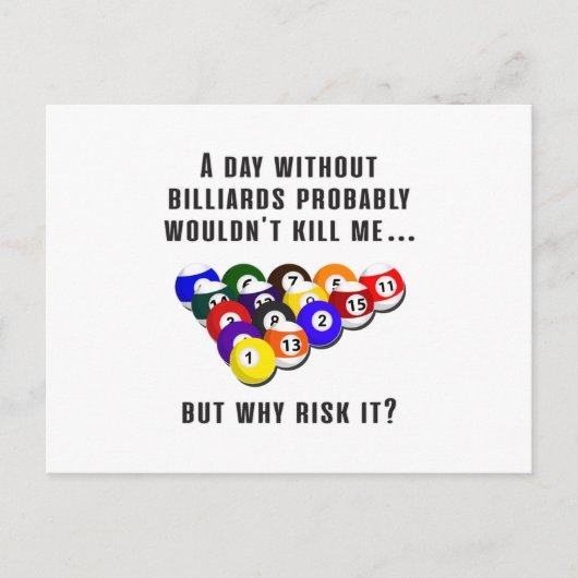 Billiard Snooker Pool Billiards Funny Gift Idee Postkarte (Vorderseite)