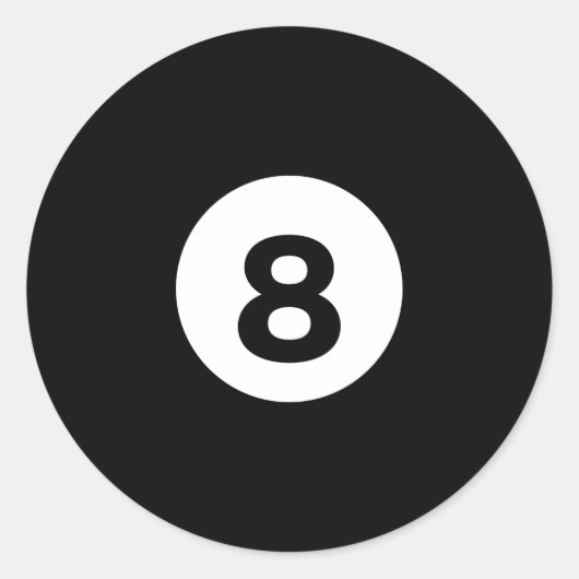 Billiard Solid Black Ball 8 Runder Aufkleber (Vorderseite)