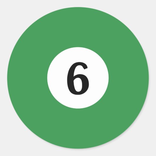 Billiard Solid Green Ball 6 Runder Aufkleber (Vorderseite)