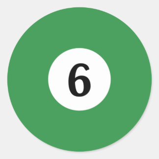 Billiard Solid Green Ball 6 Runder Aufkleber
