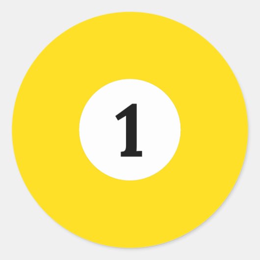 Billiard Solid Yellow Ball 1 Runder Aufkleber (Vorderseite)