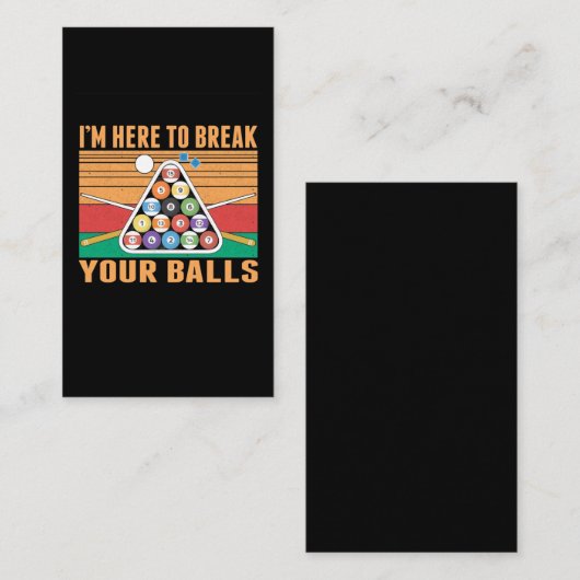 Billiard Spaß Sarcastic Cue Sports Snooker Pool Visitenkarte (Vorne/Hinten)