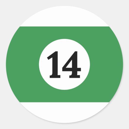Billiard Streifen Grüner Ball 14 Runder Aufkleber (Vorderseite)