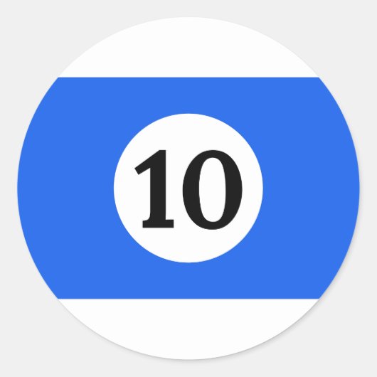Billiard Stripes Blue Ball 10 Runder Aufkleber (Vorderseite)