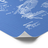 Billiard Table 1880 Patent Art Blueprint Poster (Ecke)