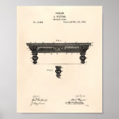 Billiard Table 1884 Patent Art - Old Peper Poster (Vorne)