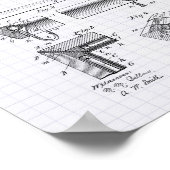Billiard Table 1897 Patent Art - Lined Peper Poster (Ecke)