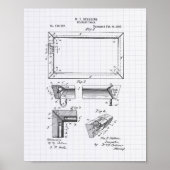Billiard Table 1897 Patent Art - Lined Peper Poster (Vorne)
