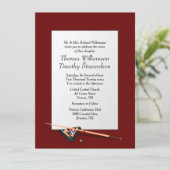 Billiard Thema Hochzeit Einladung Deep Red (Stehend Vorderseite)