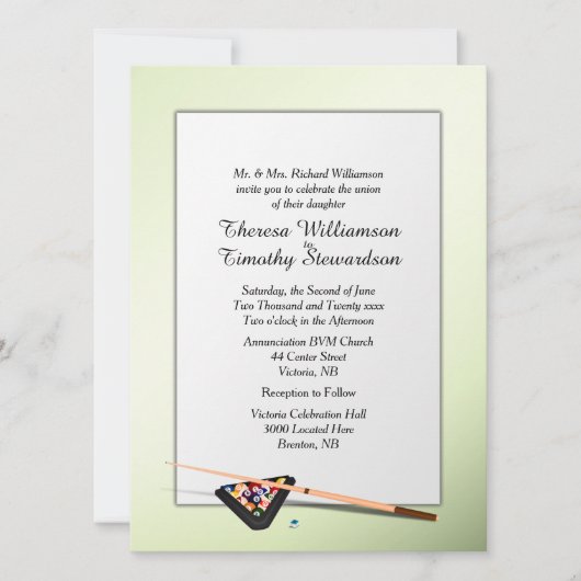 Billiard Theme Wedding Einladung (Vorderseite)