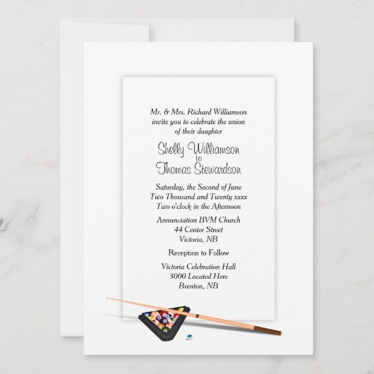 Billiard Theme Wedding Einladung (Vorderseite)
