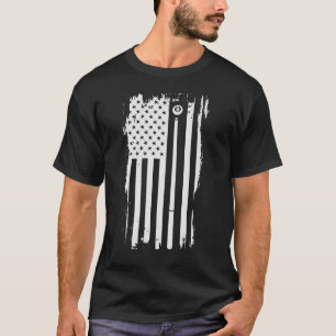 Billiard US American Flag Pool Table Aight Ball T-Shirt