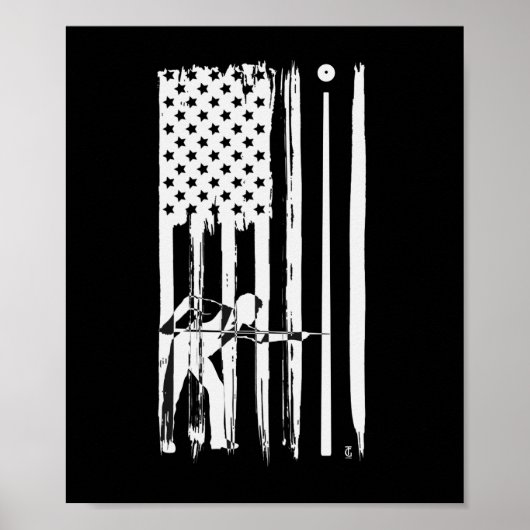 Billiard USA Flag Cue Sports Billiard Pool Poster (Vorne)