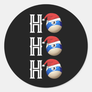 Billiard Weihnachtsfeier Weihnachtsmannmütze Pool  Runder Aufkleber