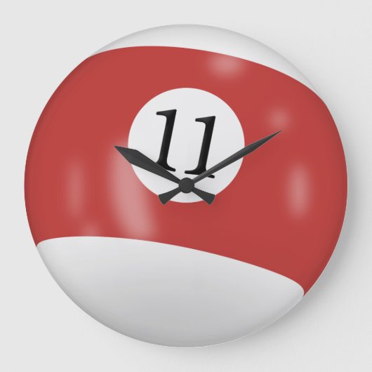 Billiardball-Nummer 11 Große Wanduhr (Vorderseite)