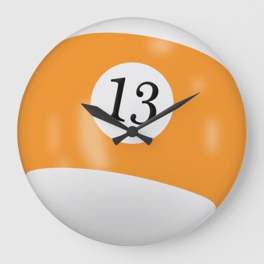 Billiardball-Nummer 13 Große Wanduhr (Vorderseite)