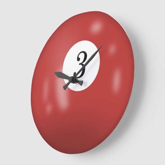 Billiardball Nummer 3 Große Wanduhr (Winkel)