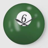Billiardball Nummer 6 Große Wanduhr (Vorderseite)