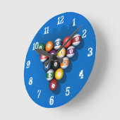 Billiarden / Pool Balls: Wall Clock Runde Wanduhr (Winkel)