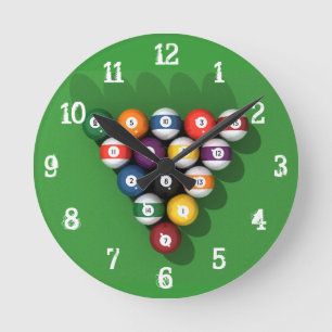 Billiarden / Pool Balls: Wall Clock Runde Wanduhr