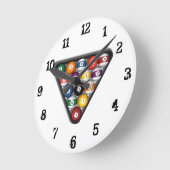 Billiarden / Pool Balls: Wall Clock Runde Wanduhr (Winkel)