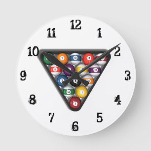 Billiarden / Pool Balls: Wall Clock Runde Wanduhr